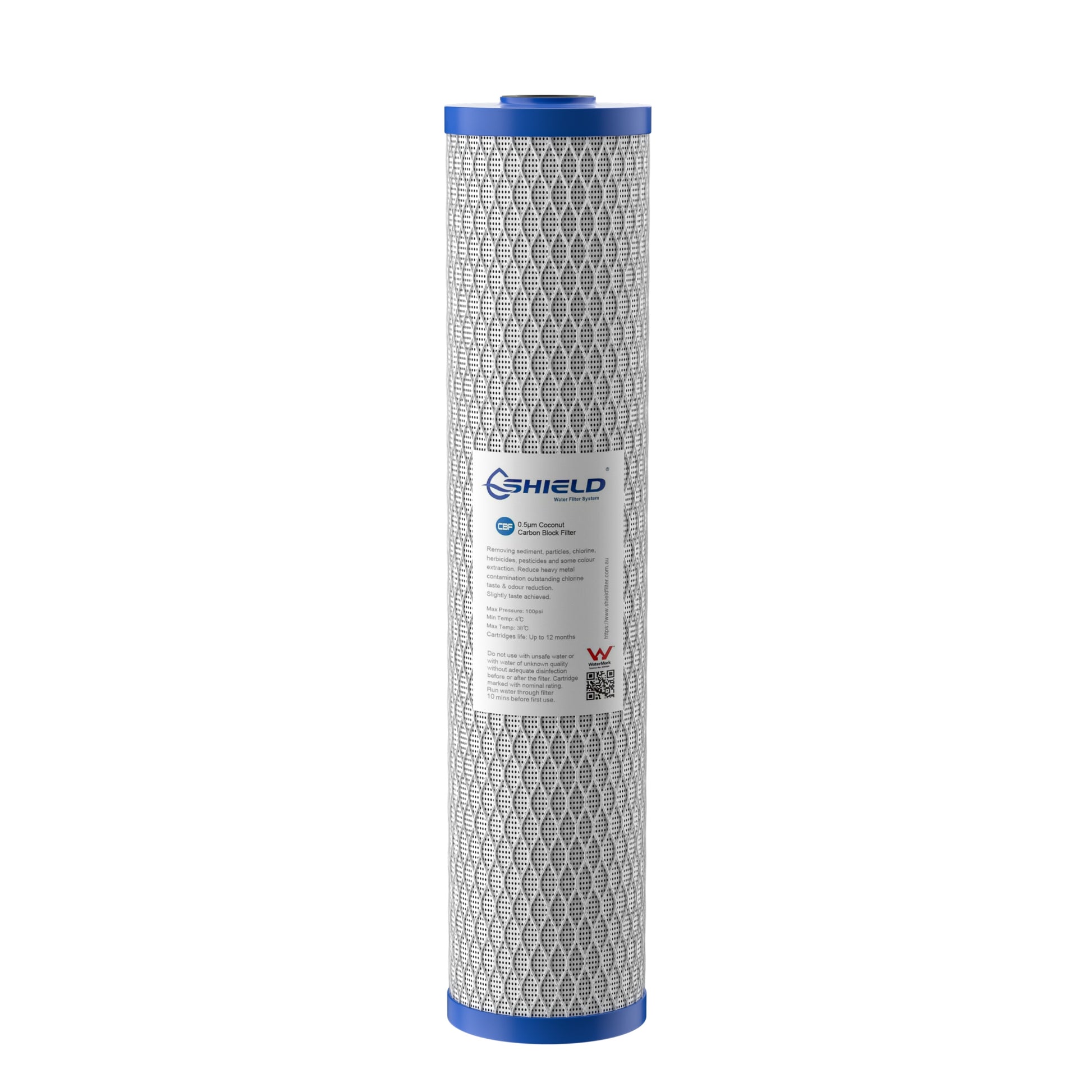 0.5 Micron Coconut Carbon Block Water Filter Cartridge | 20” x 4.5” Universal Replacement for Whole House Filtration Systems - Shield Water Filter