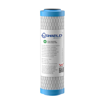 0.5 Micron Nano Silver Antibacterial Carbon Block Water Filter Cartridge | 10” x 2.5” Universal Replacement for Undersink Benchtop Filtration Systems - Shield Water Filter