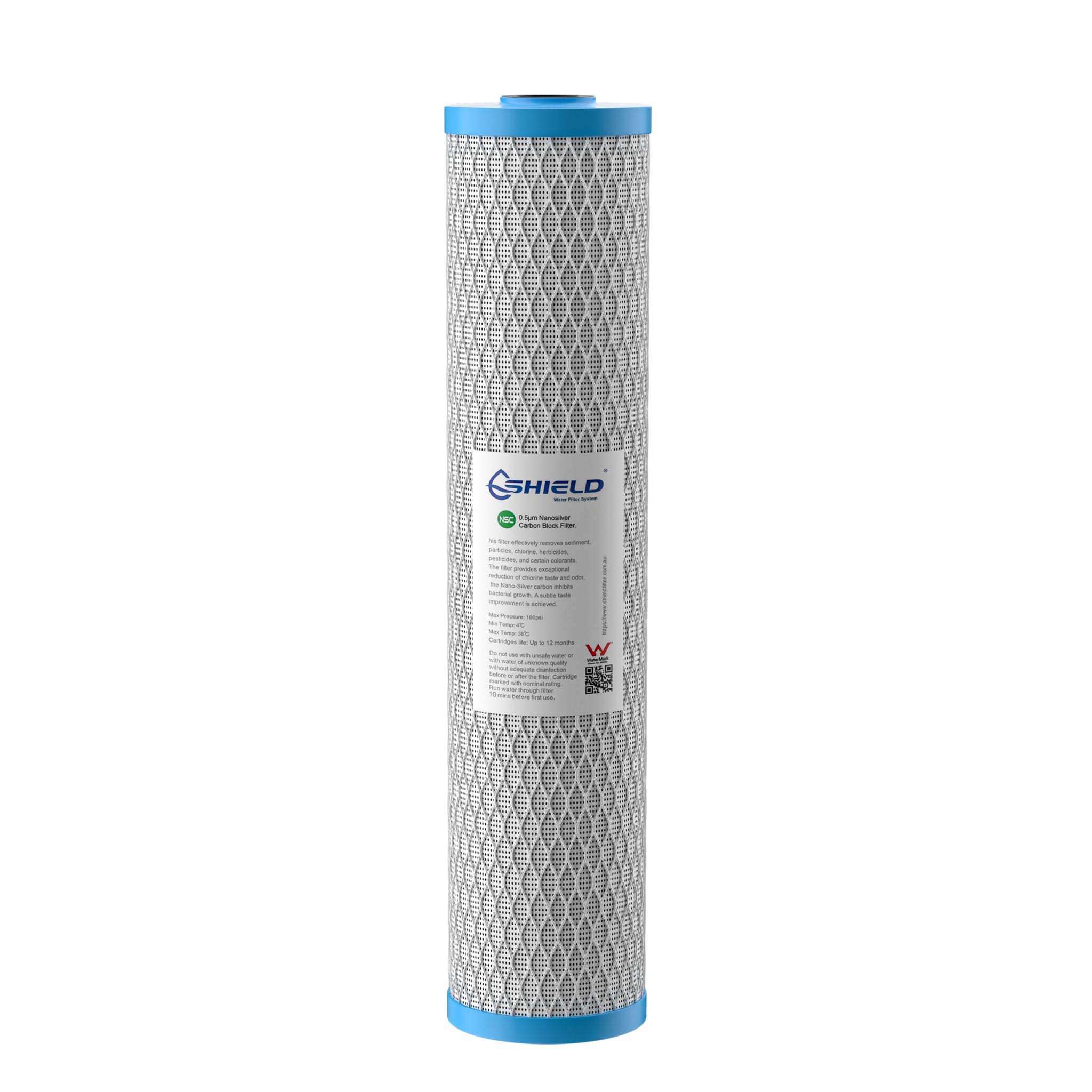 0.5 Micron Nano Silver AntibacterialCarbon Block Water Filter Cartridge | 20” x 4.5”  Replacement for Whole House Filtration System - Shield Water Filter