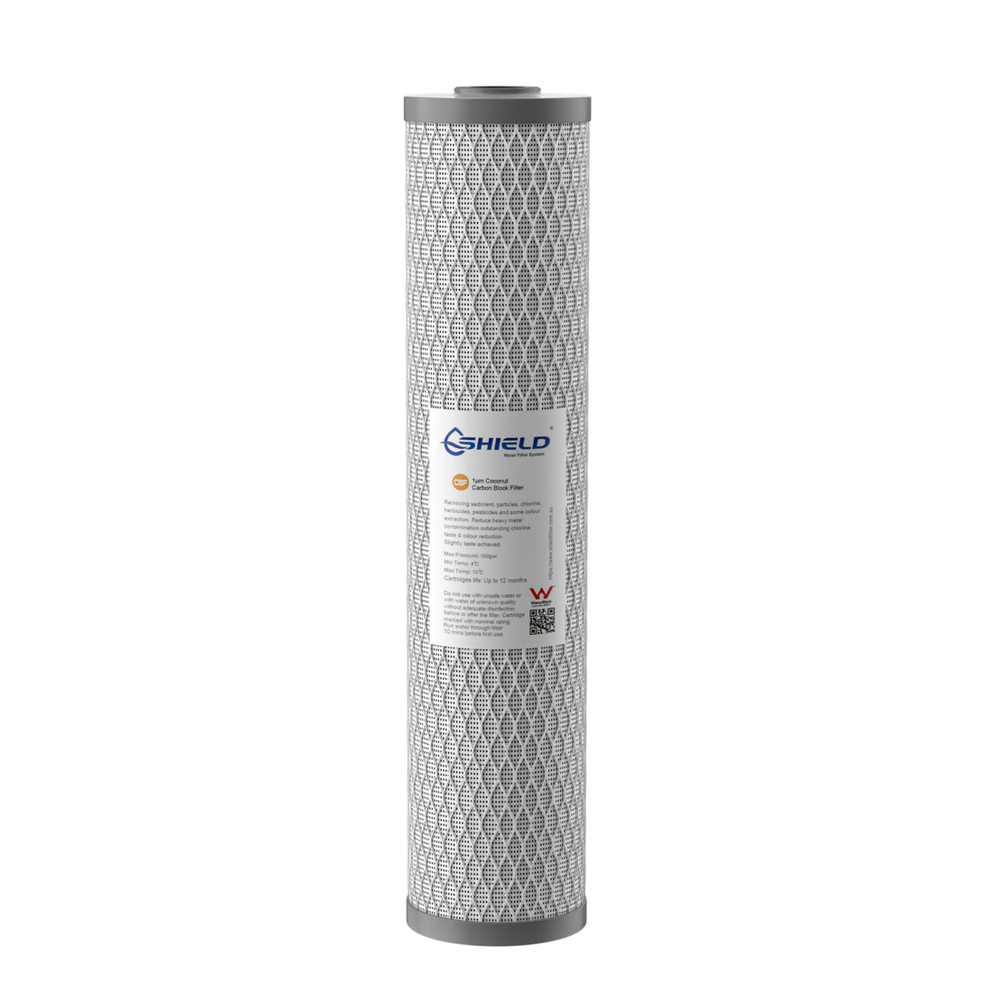 1 Micron Coconut Carbon Block Water Filter Cartridge | 20” x 4.5” Universal Replacement for Whole House Filtration Systems - Shield Water Filter
