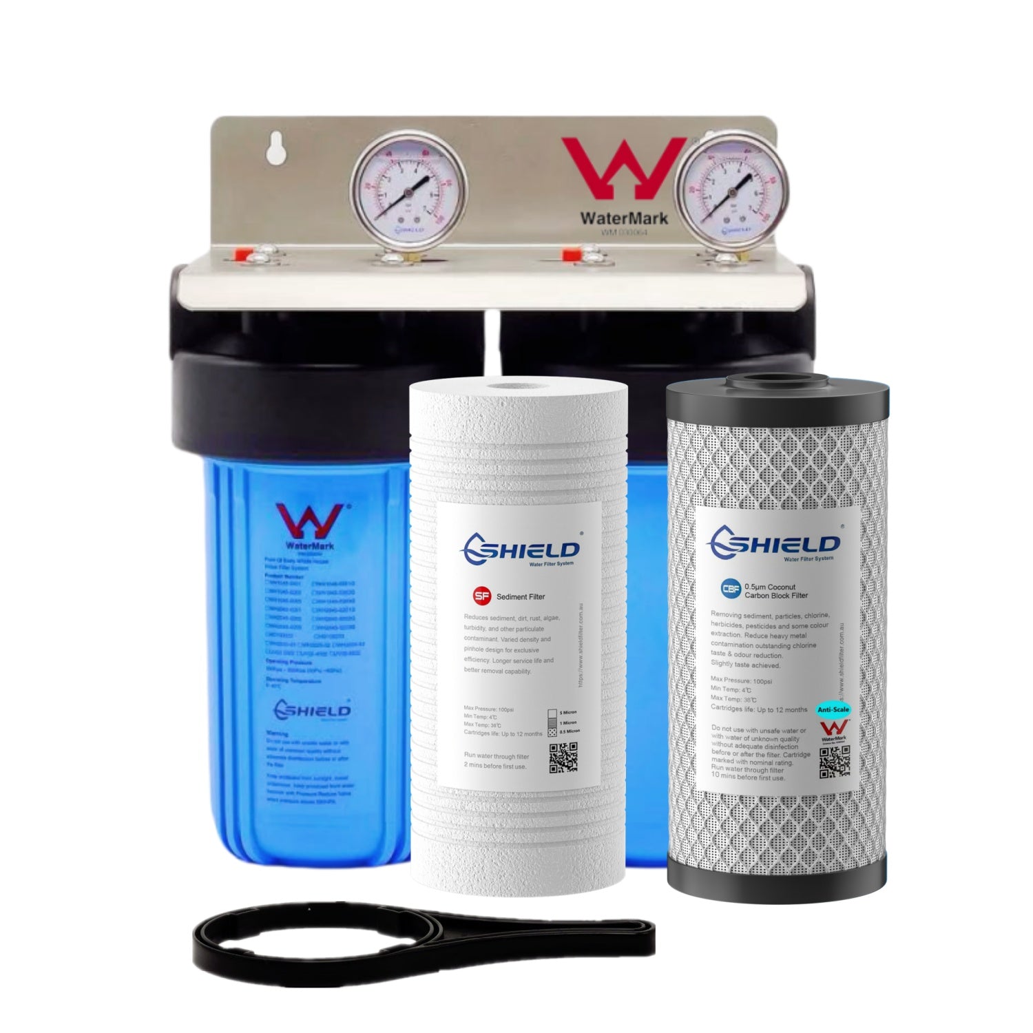 10” x 4.5” Whole House Twin Water Filter System Limescale Removal | 2-Stage Wall Mount | WaterMark Certified | Ideal for Hard Water WA SA Perth - Shield Water Filter