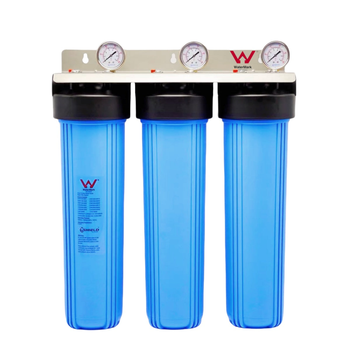 20” x 4.5” Whole House Triple Big Blue Water Filter System | WaterMark Certified | 3-Stage Wall Mount | Ideal for Town Water - Shield Water Filter