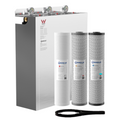 20” x 4.5” Whole House Triple Water Filter System Scale Removal Stainless Steel Cover | 3-Stage Wall Mount | WaterMark Certified | Chlorine Hard Water - Shield Water Filter