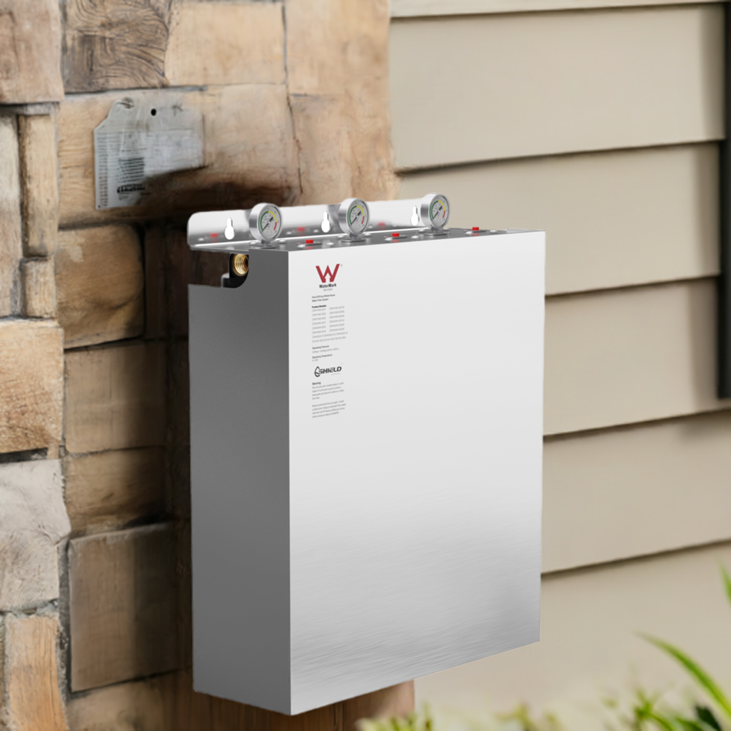20” x 4.5” Whole House Water Filter System Stainless Steel Cover Antibacterial Cartridges | 3-Stage Wall Mount | WaterMark Certified | Tank Water - Shield Water Filter