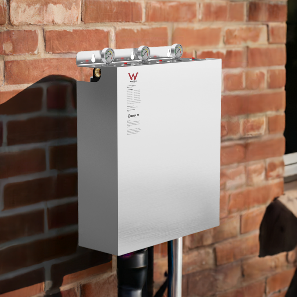 20” x 4.5” Whole House Water Filter System Stainless Steel Cover Antibacterial Cartridges | 3-Stage Wall Mount | WaterMark Certified | Tank Water - Shield Water Filter