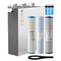 20” x 4.5” Whole House Triple Water Filter System Stainless Steel Cover UV Resistant WaterMark Certified | 3-Stage Wall Mount | Ideal for Town Water - Shield Water Filter