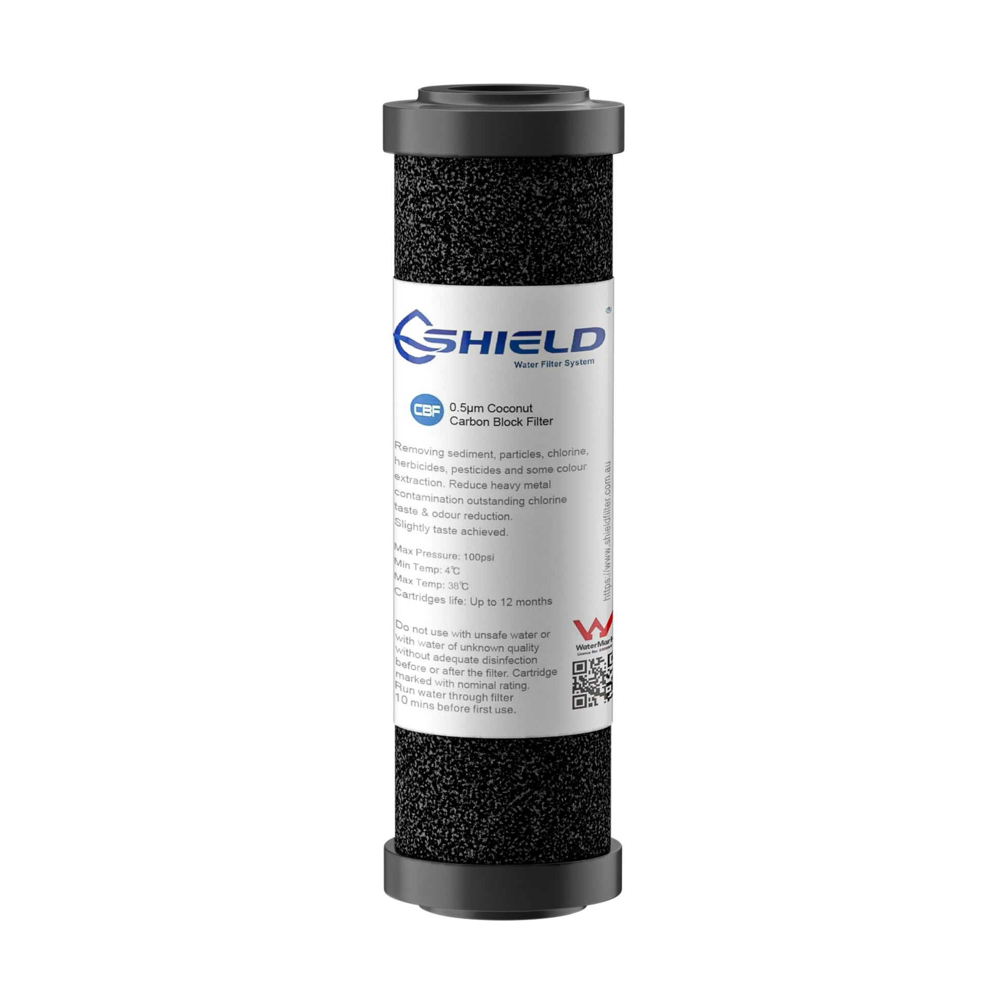 Premium 0.5 Micron Nano Silver Antibacterial Carbon Block Water Filter Cartridge | 10” x 2.5” Universal Replacement for Undersink Benchtop System - Shield Water Filter