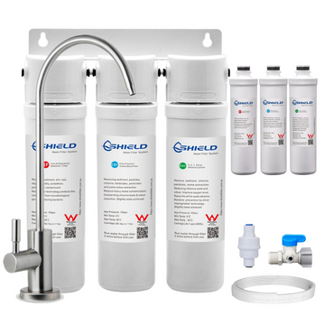 Undersink Alkaline Triple Water Filter System + Extra Cartridges | 3-Stage Quick Change | Australian Standard WaterMark Certified - Shield Water Filter
