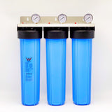 Whole House Triple Water Filter System 20'' x 4.5'' 3 Stages Stainless Steel Cover UV Resistance Watermark Certified