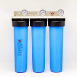 Whole House Water Filter System 20''x4.5'' Big Blue (3 stages) + Gauge - Shield Water Filter