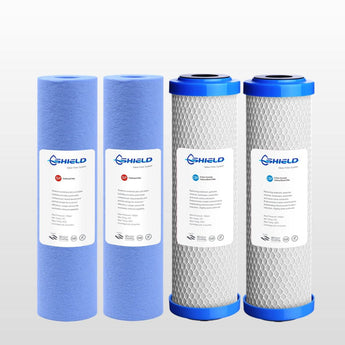2 Set Replacement Water Filters Cartridges Sediment + 0.5 Micron Coconut Carbon - Shield Water Filter