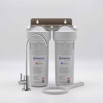 PLATINUM Twin Undersink Water Filter System Remove Fluoride Lead SUS304 Tap - Shield Water Filter