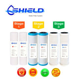 3 Stage Water Filter Replacement Pack 10" Triple (Max Chemical Remove Cartridge) - Shield Water Filter
