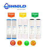 3 Stage Water Filter Replacement Pack 10" Triple (Washable Long Life Cartridge) - Shield Water Filter