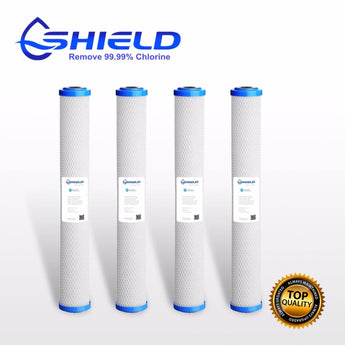 4 x 0.5 Micron Coconut Carbon Block Water Filter Cartridges 20''x2.5'' Whole House - Shield Water Filter