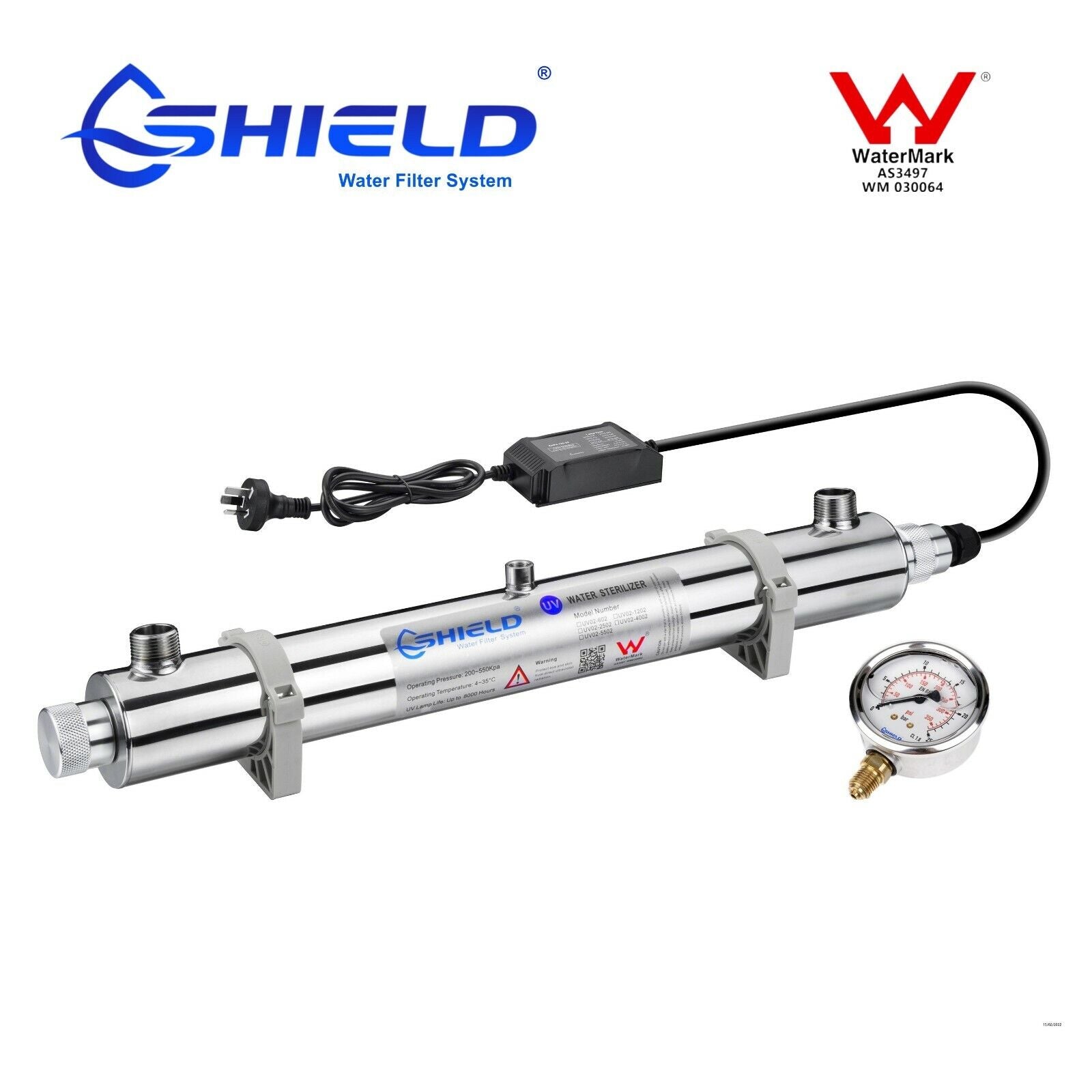 30LPM Ultraviolet Sterilizer Stainless Whole House Water Filter System UV -25W - Shield Water Filter