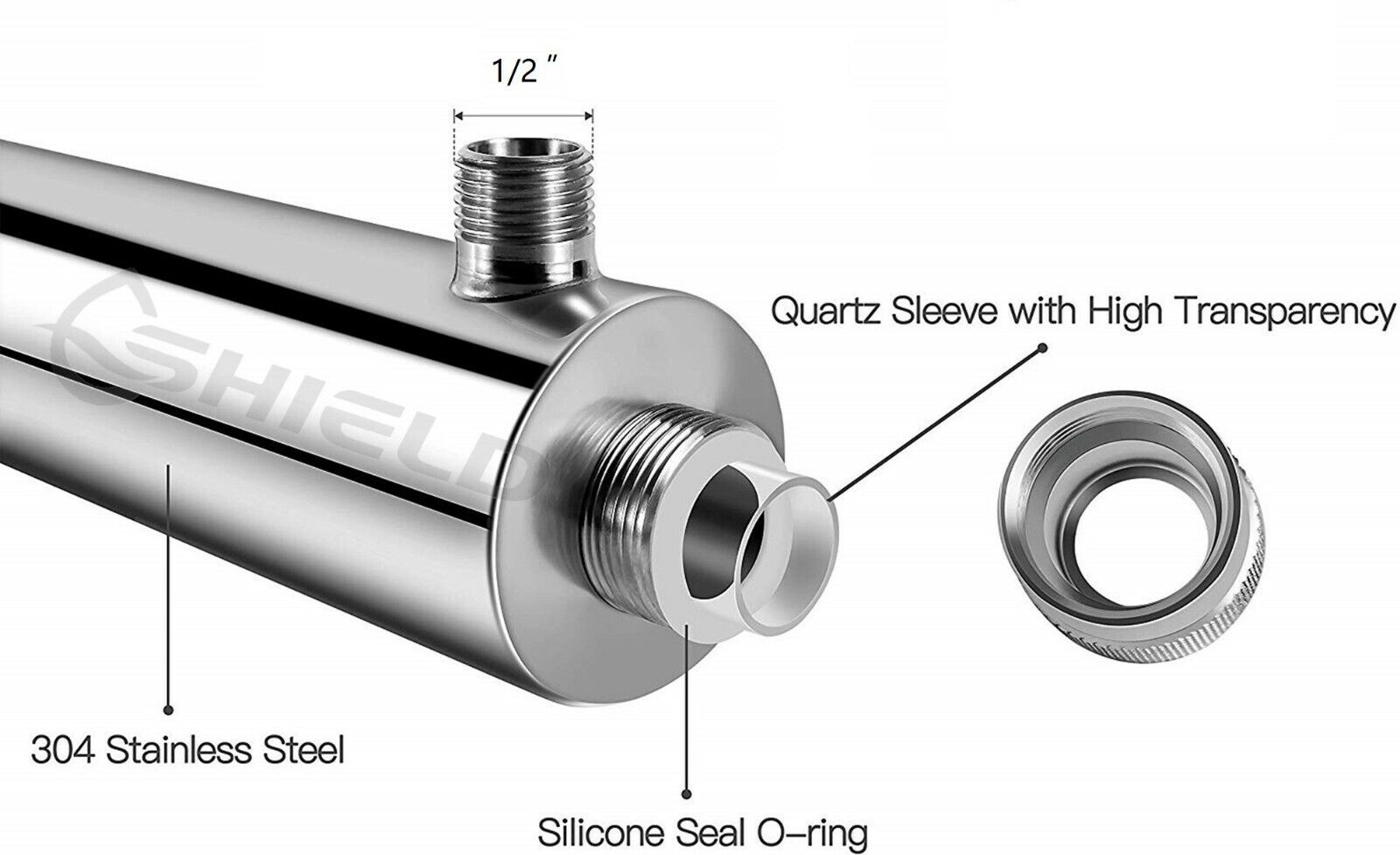 12LPM Ultraviolet Sterilizer Stainless Undersink Water Filter System UV-12W - Shield Water Filter